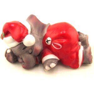 Vintage Elephant Christmas Hats Circa 1960s Ceramic Figuerine Statue